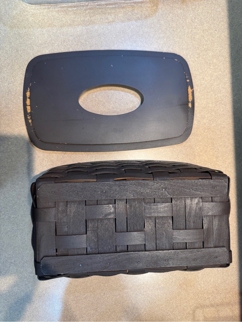 Longaberger Tissue Basket, Lid and Protector - Picture 2 of 5